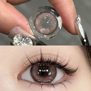Fashion glasses Half-year natural brown large diameter 赠镜盒+2片 美瞳半年抛大直径灰色隐形眼镜近视女新款学生官网