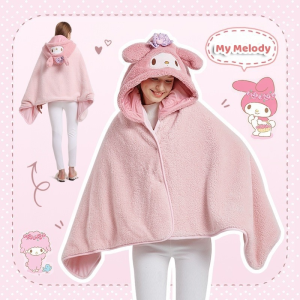 Cartoon Office Blanket Fleece Wearable Blanket with Buttons Plush Sleeveless Blankets Gift for Girls