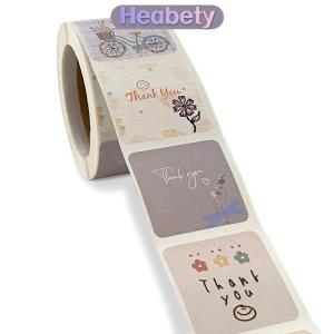 Heabety 300 chiếc cuộn nhãn dán hình hoa Cảm Ơn hoạt hình dễ thương nhãn dán niêm phong nhãn phong bì