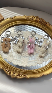 Delicate Plush Bear Bag Charm Eye Catching Keychain Key Holder and Fashionable Backpack Decoration in Various Colors