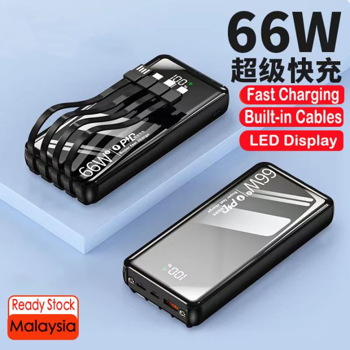 (PD66W WITH BUILT-IN CABLE) Powerbank 50000mAh 100000mAh Original Fast ...