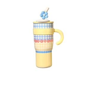 KLICKKRATE 1200มล. แก้วเก็บความร้อน ความจุขนาดใหญ่ ถังด้านในเซรามิก ถ้วยกาแฟ ป้องกันการรั่วซึม ถ้วยเก็บความร้อน การเดินทาง