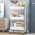 3 Tier Trolley Cart Organizer Heavy Duty Rolling Utility Cart with Wheels and Handle. 