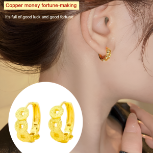 New Chinese earrings Exquisite copper money ear buckle