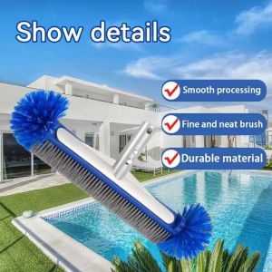 YANGS 17 Inch Pool Cleaning Brush Reinforced Aluminium Back Round Head Bristles Pool Brush Head Sturdy 7 Rows Premium Bristles Algae Removal Brush Swimming Pool