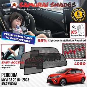 PERODUA MYVI G3 Gen3 2018 - 2022 X5 MAGNET KUAT Sunshade SAMURAI SHADES Magnetik Sun Shade Pelindung Matahari Kereta [FREE]