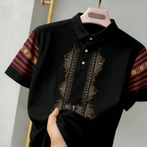 2026 Mens Barong POLO Shirt Ethnic Pattern Short Sleeve Banquet Barong Wear Shirt Top for Women Formal Attire
