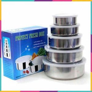 Bộ 5 bát inox xuất Nhật Bộ thau chậu inox hàng có chia vạch làm bánh và thực phẩm