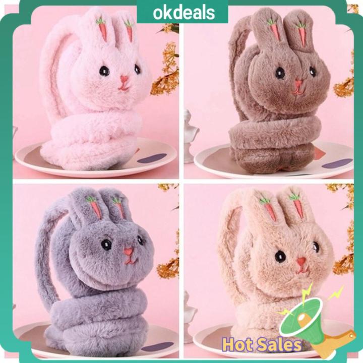 1 PC Warm Earmuffs Cartoon Rabbit Winter Warm Earmuffs Plush Thick Soft ...