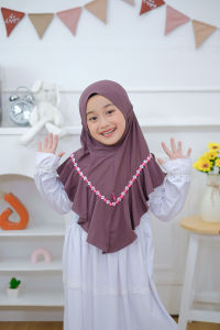 Jilbab Anak Bergo Maryam Ropel Flowsi RAISA Tali Kepang 4-8 Tahun