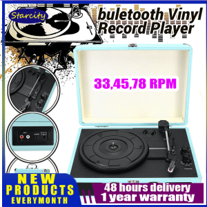 【Local seller +COD】Classic Vinyl Record Player Portable Suitcase Gramophone with Speaker and Bluetooth Retro Turntable Music Player Vintage LP Phonograph Built-in Speaker Vinyl Player