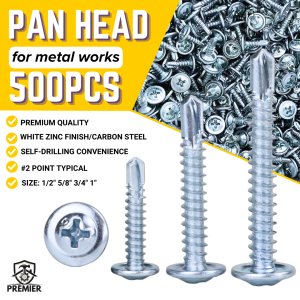 500pcs Pan Head Self Tapping Screw 1/2-1 Inch for Metal Carbon Steel