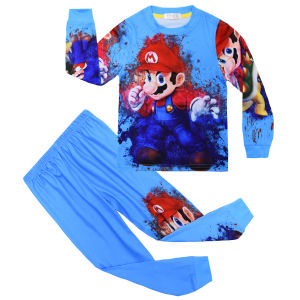 {Sweet Baby} Boys Cartoon Super Mario Pyjamas Set Children New Movies Pajamas Set Children Long Sleeve Casual Home Wear for 4 5 6 7 8 910 Years