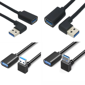 90 Degree USB3.0 Extension Cord L Shaped Male to Female Connection USB Cord for Tight Spaces and Wall Mounted Devices