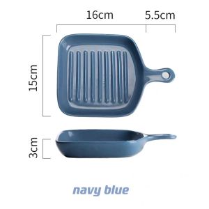 KHOME.PH Nordic Style Ceramic Rice Bowl Plate Serving Deep Plate with Handle Dish Plate Breakfast Bowl