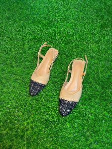 Sandal Wanita Kekinian Mules Tali Hak 3cm Bahan Kulit Sintetis Premium Mix Katun Motif Model Terbaru