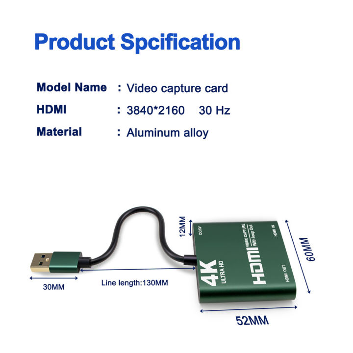 Thiết bị chuyển đổi hình ảnh Video capture card Input 4K USB 3.0 output ...
