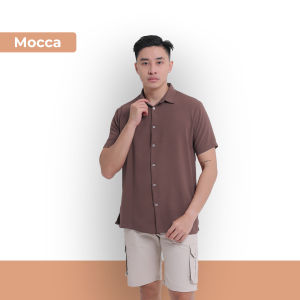 BROGUY Kemeja Pria Lengan Pendek Casual Crinkle Stretch Wilson