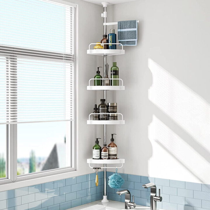 4-Layer Bathroom Corner Rack Adjustable Space Saving Bathroom Organizer ...