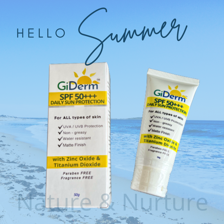 Sunblock Cream with Zinc Oxide and Titanium Dioxide GiDerm SPF50+ Daily