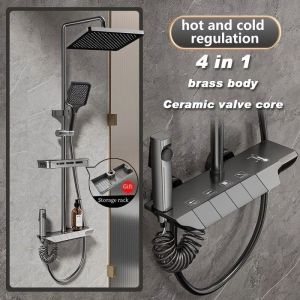 Shower Set LED digital display 4-in-1 hot and cold shower set with faucet With Bidet Sprayerbathroom