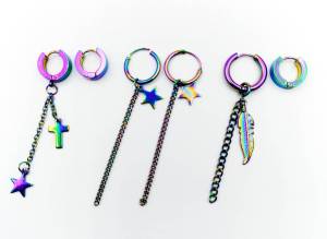 ต่างหู ต่างหูแฟชั่น ต่างหูราคาถูก ต่างหูแฟชั่น แกนต่างวงกลมรอบ ต่างหูสแตนเลส สีรุ้ง สีไทเทเนียม ครื่องประดับ จํานวนจํากัด