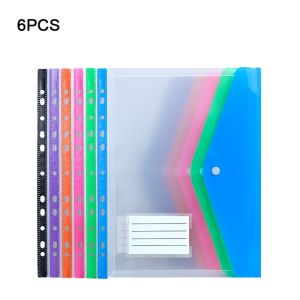 LYMEDIA 6 pcs Clear Binder Folders Plastic A4 Binder Pocket  Envelopes Punched Pockets Home