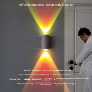 kangle 【⚡50% off】RGB สีไล่ระดับสีไฟกลางคืน สำหรับใช้ในบ้าน โคมไฟติดผนังเหนี่ยวนำร่างกายอัจฉริยะ โคมไฟหัวคู่