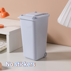 Mini Desktop Trash Can Small Garbage Recycling Bins Pen Holder Cute Storage Bin With Lid Cartoon Sticker Home Office Use ﻿