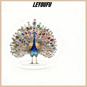 LEYOUFU 1Pcs 2D Phẳng Acrylic Bức Tượng Sang Trọng Pha Lê Con Công Trang Trí Bàn Trang Trí Cho Phòng Ngủ Phòng Khách Văn Phòng