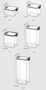 Toples Kotak Bening Kedap Udara Tempat Makan Snack kacang Serbaguna / Toples Penyimpanan Cereal Kontainer Makanan Storage Jar Food Tempat Bumbu Wadah Snack / Food Container Toples Kotak Bening Kedap Udara Tempat Makan Snack Serbaguna