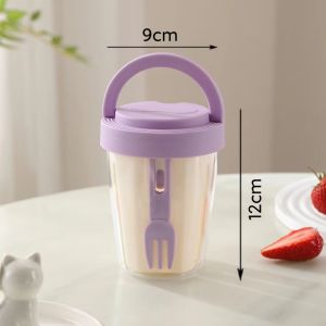 💕Fruit Freedom💕Drainable Fruit Cup with Built-in Fork Separate Design No Odor Portable Fork Office Fitness Picnic Camping Fruit Cup