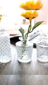 UNeed Vintage Glass Vase Mini Transparent Hydroponic Flower Vase Desktop Home Decor Glass Prop 1Pc
