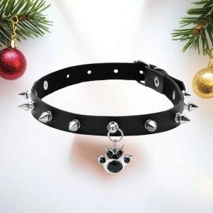 Hmeme สร้อยคอหนังสีดำสไตล์ฮิปฮอปหมุดรูปกรงเล็บแมวสำหรับผู้หญิงสายรัดคอสุดเท่สำหรับผู้หญิงเครื่องประดับแฟชั่นแนวกอธิคสุดเท่