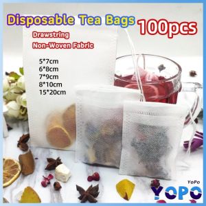 YoPo Disposable Drawstring Non-Woven Fabric Tea Herb Filter Bag Pouch 100pcs 50pcs