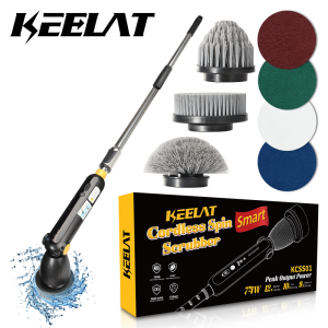 KEELAT Cordless Electric spin scrubber waterproof portable Bathroom with 7 Adjustable Replaceable Cleaning Brush