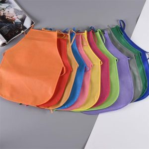 Children Plain Apron Kids Crafts Non-Woven Kitchen Painting Cooking Bib Apron