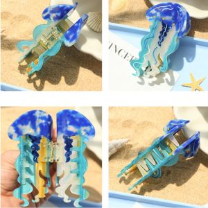 BEA BEATRICE Sứa Móng vuốt tóc cá sinh vật biển Kẹp tóc Cá vàng Kẹp cá Sáng tạo Đại dương Kẹp tóc axit axetic Cô gái