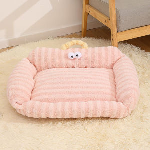 Cozy Pet Sofa Bed for Cats & Dogs - Soft Plush Anti-Slip Rectangular Cushion Warm Berber Fleece Cute Design with Built-in Handle Ideal for Small to Medium Breeds