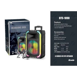 BTS-2229 12 inch Mobile Trolley Speaker Outdoor Bluetooth Karaoke Speaker Equipped With Free Mic