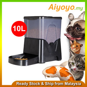 10L Auto Pet Food Feeder Voice Recording & LCD Display Automatic Dispenser Cat Kitten Dog Puppy Rabbit Koi Fish Pond Auto Pets Dish Bowl Electric