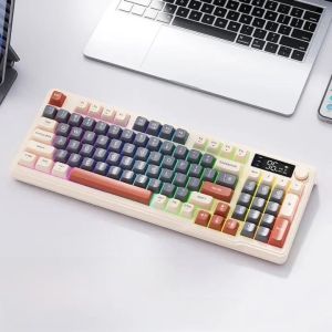 M96 Wireless Bluetooth Dual Mode Mechanical Feel Keyboard PBT Ball Cap with Display Knob Gaming Keyboard