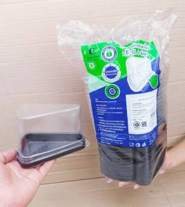 E-61 กล่องเบเกอรี่ฐานน้ำตาล ทรงสามเหลี่ยม ฝาสูง - ฝาเตี้ย ยี่ห้อEXCEL