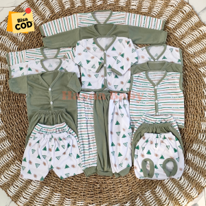 18 Pcs Paket Lahiran Lengkap Baju Bayi Celana Bayi Baru Lahir seri Hijau Sage Baby Gift Set -Juragan Lebak