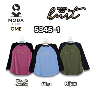 OME-TikTok Viral Raglan Dwi-Warna Cotton Premium T-shirt Kasual Fesyen Wanita
