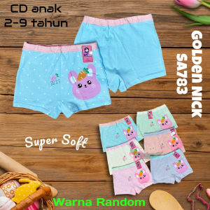 Golden Nick - 6 12 PCS (GROSIR) Celana Dalam CD Anak Cewek Perempuan Boxer CD-SA783 Size M L XL Bahan Katun Lembut | CD Anak Boxer