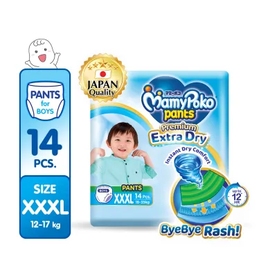 MAMYPOKO Extra Dry Baby Disposable Diaper Pants Boy XXXL 14 pcs