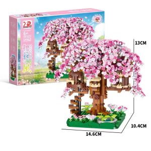 Mainan Blok Brick Rumah Pohon Pelangi Sakura Jepang Untuk Hadiah Ulang Tahun Mainan Anak