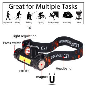 Mini Super Bright LED Headlamp USB Rechargeable Motion Sensor Headlight Outdoor Waterproof Torch