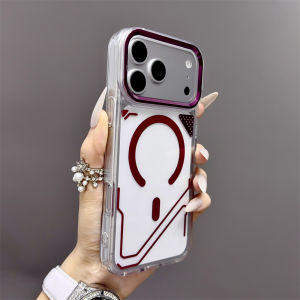 Luxury Transparent for Magsafe Case for IPhone 18 Pro Max 17 Pro 16 15 14 13 Metal Camera Frame Clear Shockproof Cover